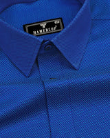 Trebon Blue Jacquard Textured Dobby Cotton Shirt