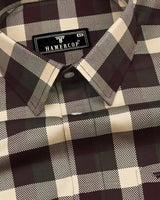 Burgundy With Cream Check Dobby Premium Giza Shirt