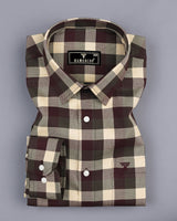 Burgundy With Cream Check Dobby Premium Giza Shirt