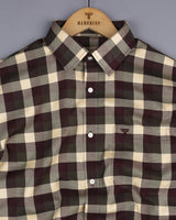 Burgundy With Cream Check Dobby Premium Giza Shirt