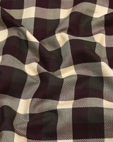 Burgundy With Cream Check Dobby Premium Giza Shirt