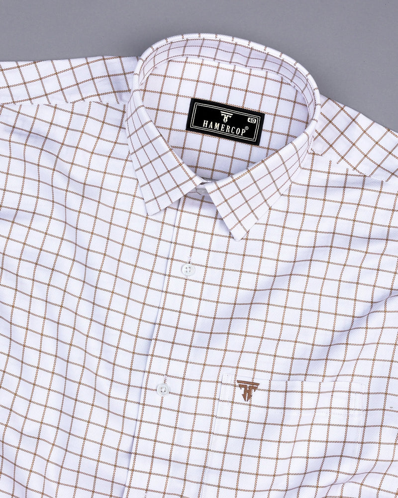 Cream With White Check Premium Giza Formal Shirt