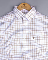 Cream With White Check Premium Giza Formal Shirt