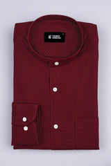 Brick Red rhombus shape jacquard cotton shirt