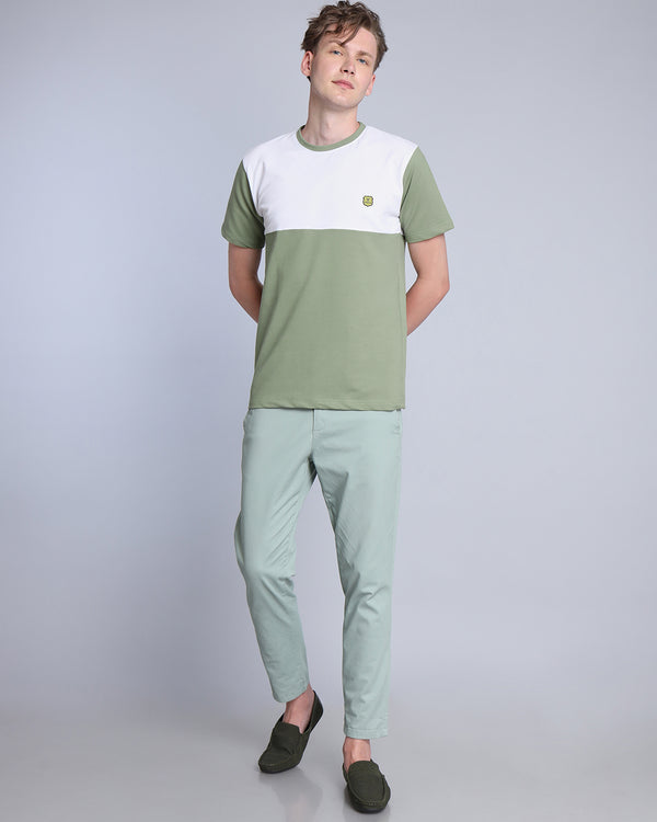 Green With White Pique Pima Designer T-Shirt