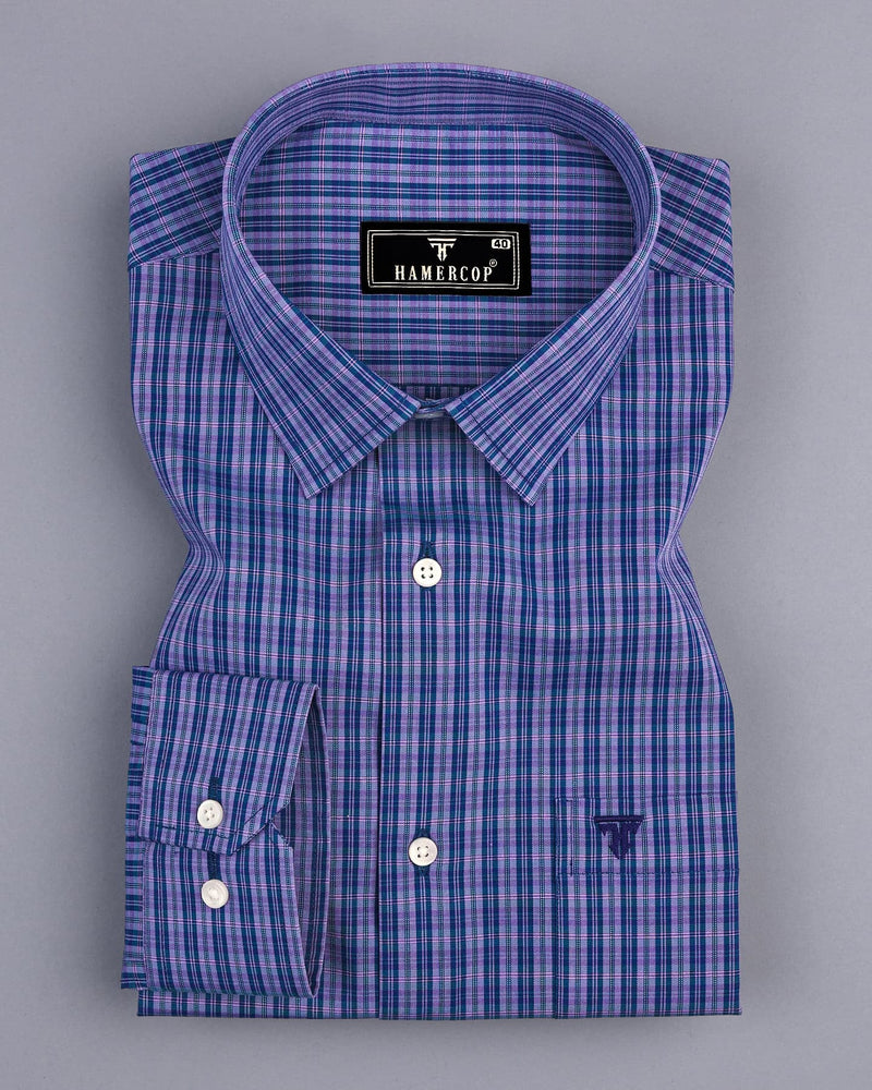 Ripon Blue Small Check Formal Cotton Shirt