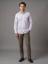 White With Brown Check Dobby Cotton Formal Shirt