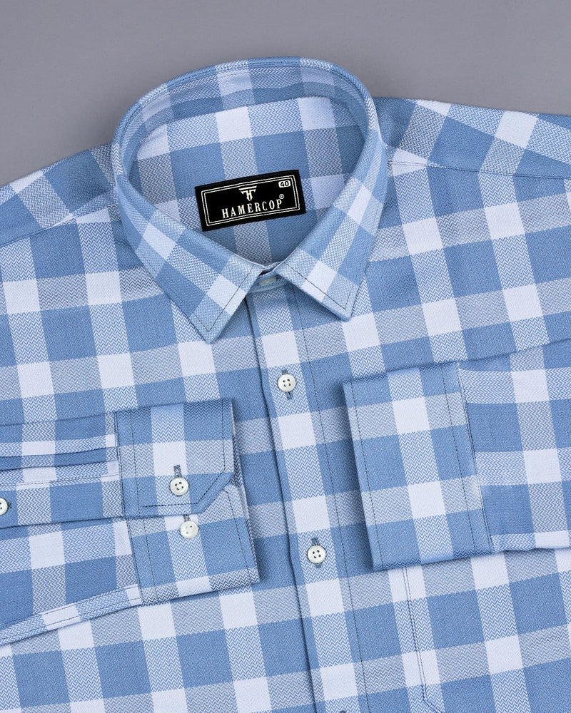 Paston Gray Dobby Check Premium Cotton Shirt