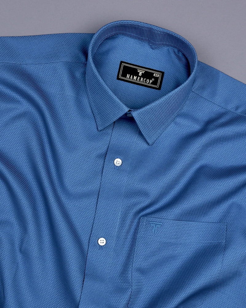 Steel Blue Jacquard Dobby Cotton Shirt Hamercop Steel Blue Jacquard Dobby Cotton Shirt Hamercop