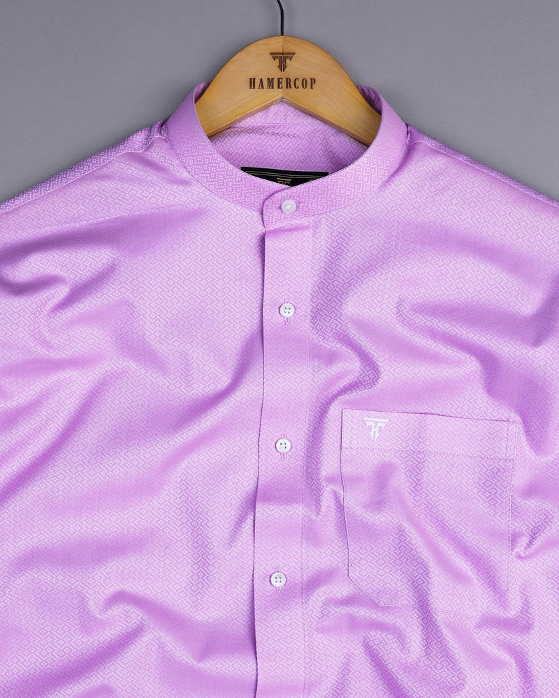 Light Violet Purple Dobby Textured Cotton Shirt