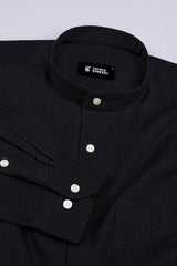Ink black rhombus shape jacquard cotton shirt