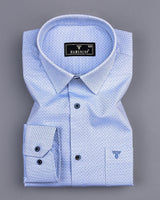 Opal SkyBlue With White Jacquard Texture Cotton Shirt