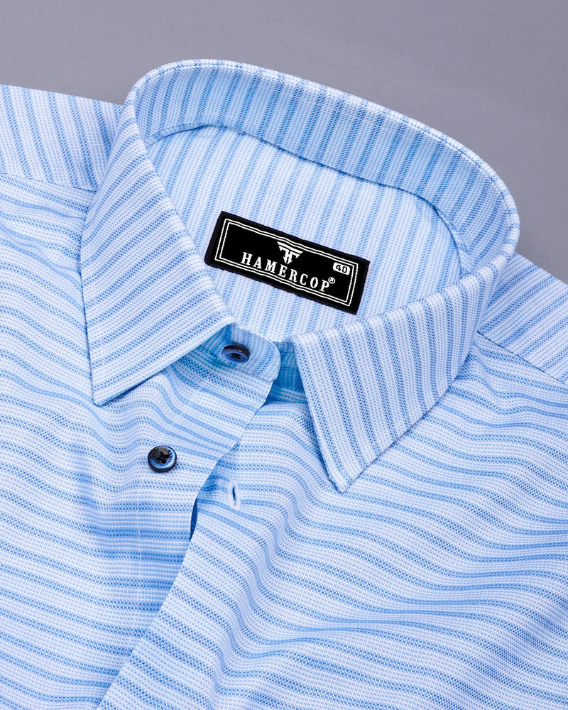 SkyBlue With White Weft Stripe Premium Dobby Cotton Shirt