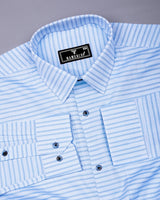 SkyBlue With White Weft Stripe Premium Dobby Cotton Shirt