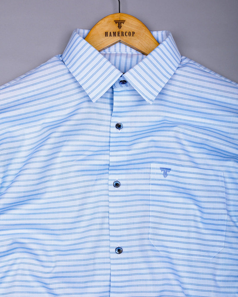SkyBlue With White Weft Stripe Premium Dobby Cotton Shirt