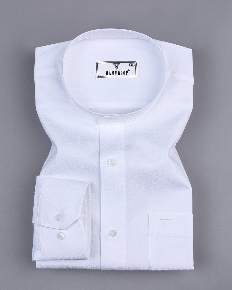 Milk White Jacquard Textured Premium Giza Shirt