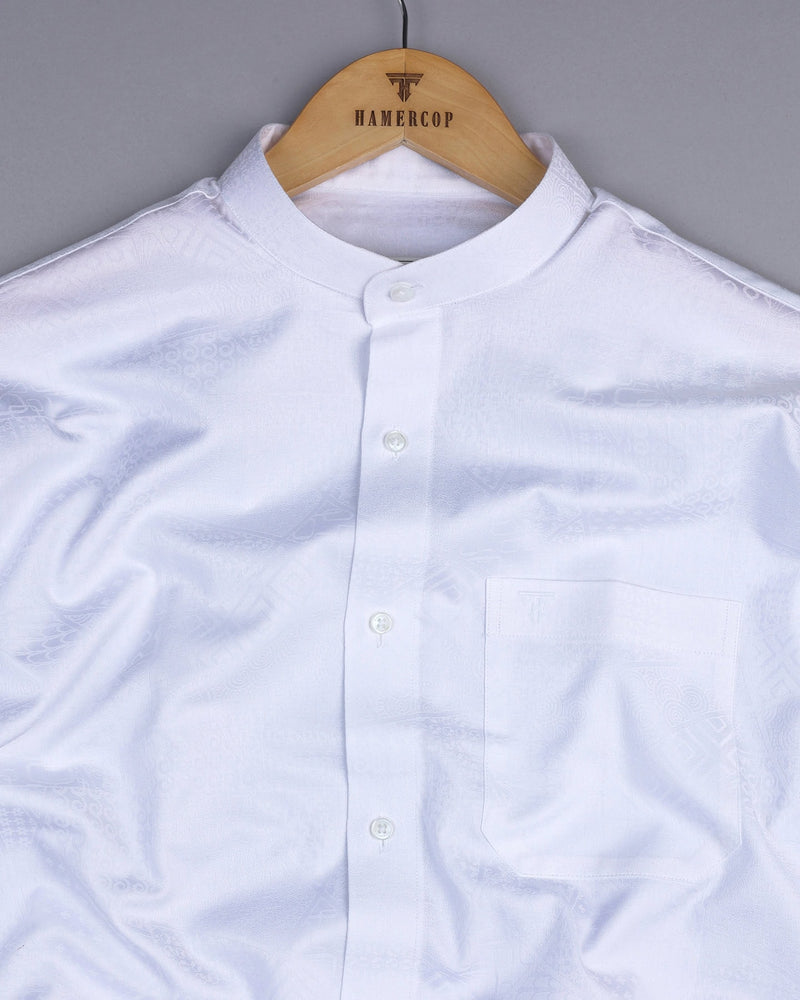 Milk White Jacquard Textured Premium Giza Shirt