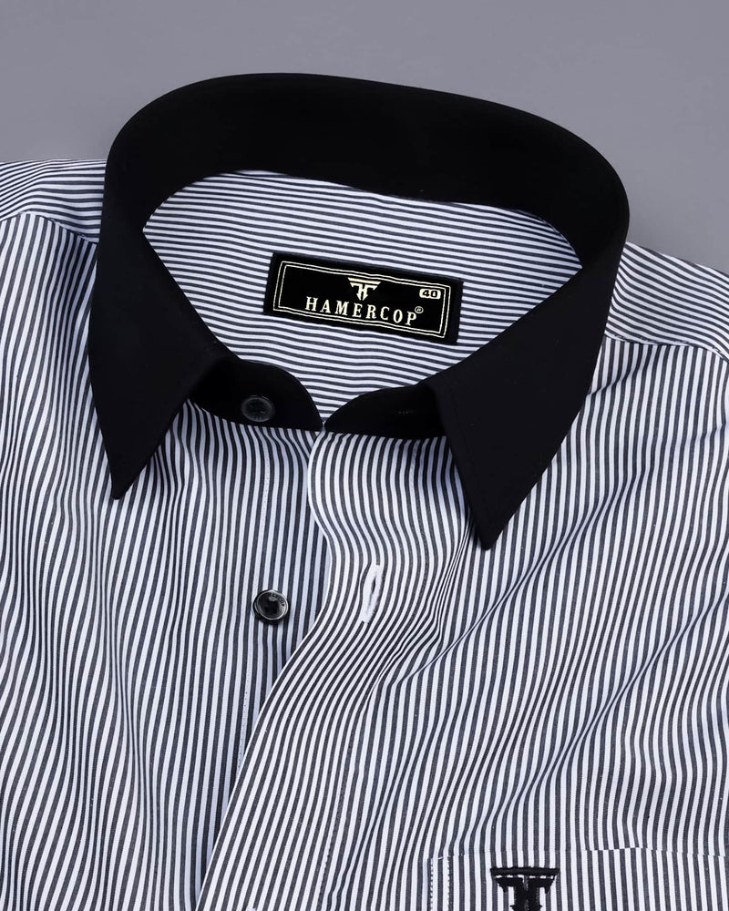 Stanton Black With White Stripe Formal Cotton Designer Shirt