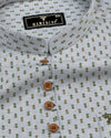 Gray With Green Infinite Printed Plaid Flannel Shirt Style Kurta
