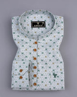 Bosco Green Dot Printed Gray Color Plaid Flannel Shirt Style Kurta