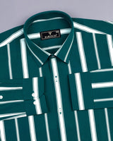 Peacock Green With White Stripe Formal Cotton Shirt