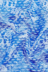 Saphire blue with ivory white jacquard printed shirt