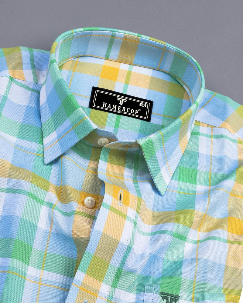 Vimto Green Multicolored Check Oxford Cotton Shirt – Hamercop