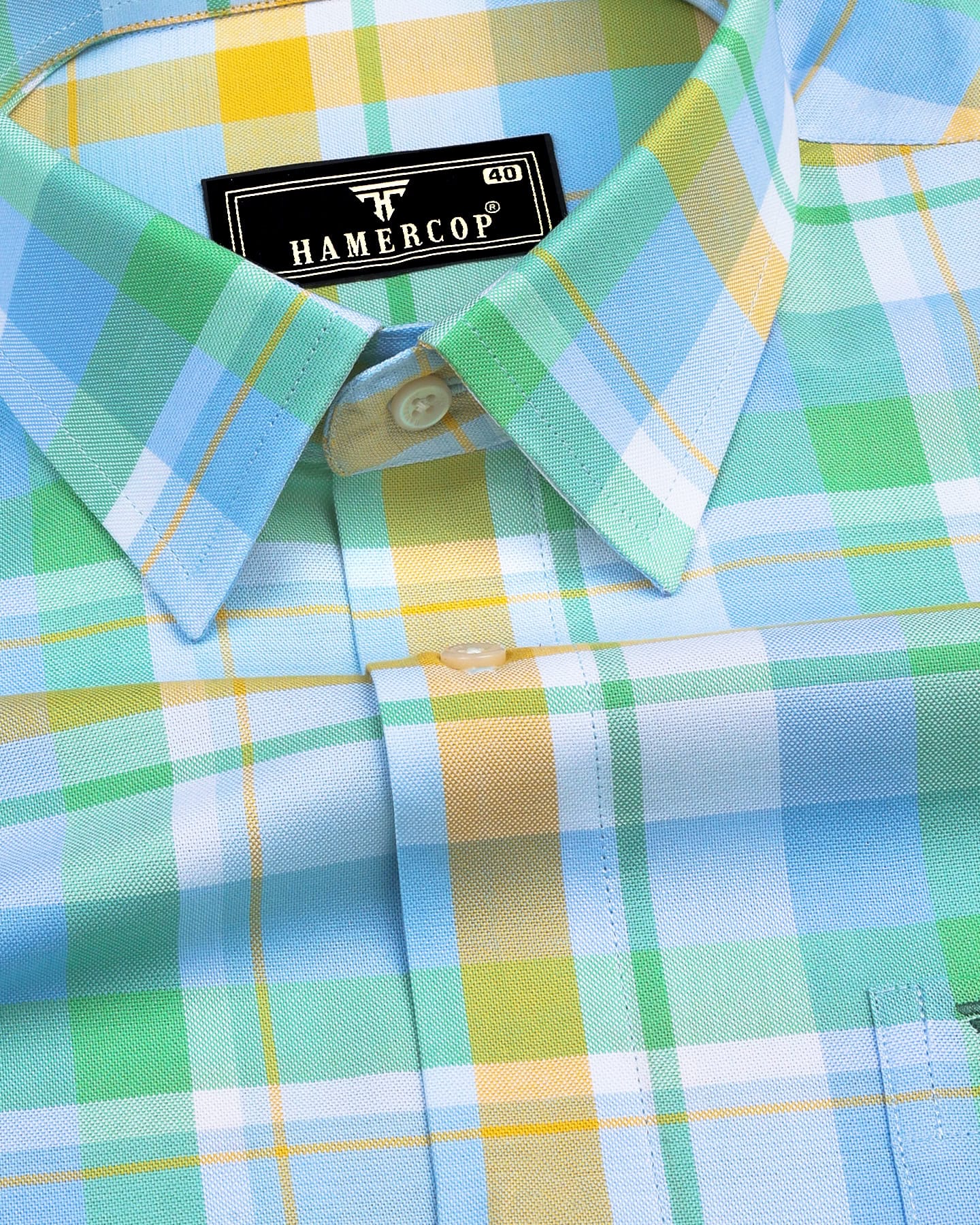 Vimto Green Multicolored Check Oxford Cotton Shirt – Hamercop