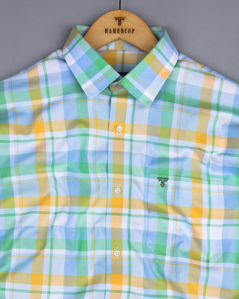 Vimto Green Multicolored Check Oxford Cotton Shirt – Hamercop