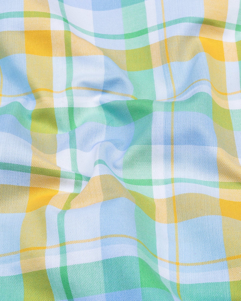 Vimto Green Multicolored Check Oxford Cotton Shirt