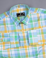 Vimto Green Multicolored Check Oxford Cotton Shirt