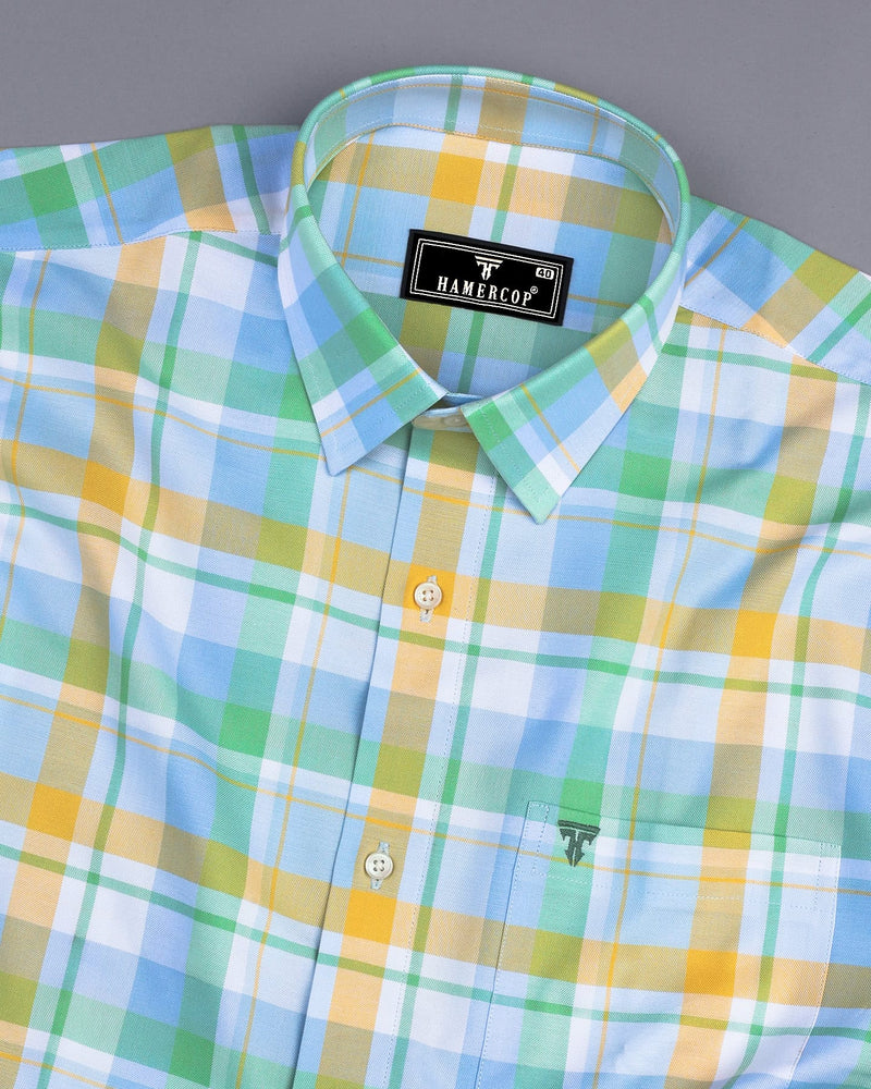 Vimto Green Multicolored Check Oxford Cotton Shirt – Hamercop