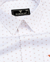 Cornel White With Orange Twill Printed Cotton Shirt