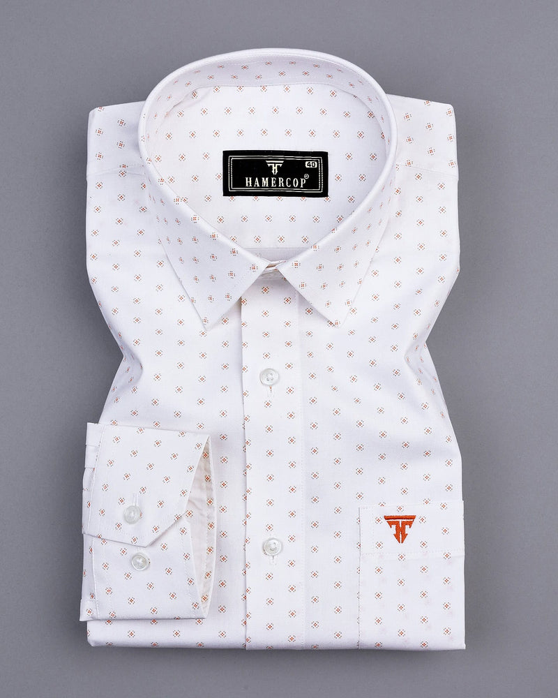 white and orange dress shirt Dress Shirt with Burnt Orange Piping Detail