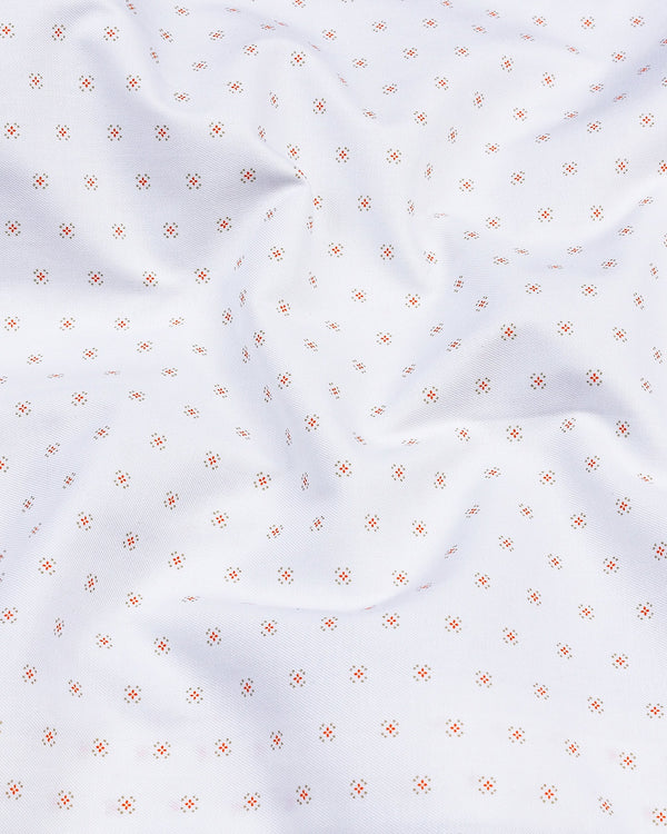 Cornel White With Orange Twill Printed Cotton Shirt