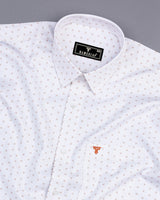 Cornel White With Orange Twill Printed Cotton Shirt