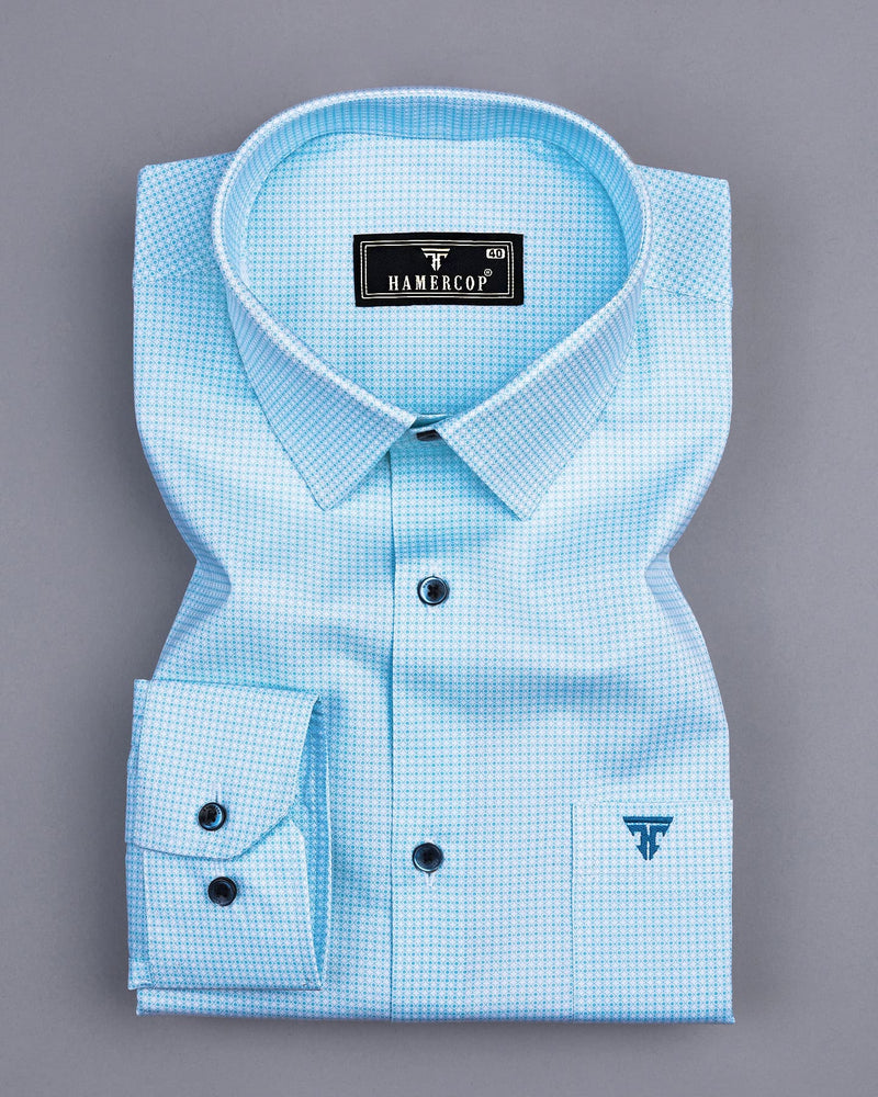 Spanish Sky Blue Twill Printed Cotton Shirt – Hamercop Spanish Sky Blue Twill Printed Cotton Shirt – Hamercop
