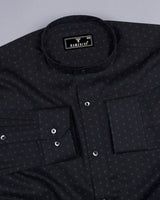 Cornel Black With Gray Twill Printed Cotton Shirt