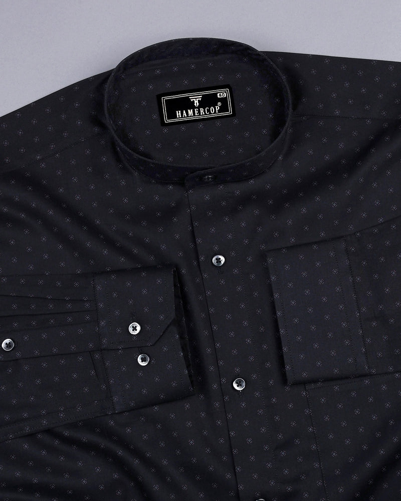 Cornel Black With Gray Twill Printed Cotton Shirt