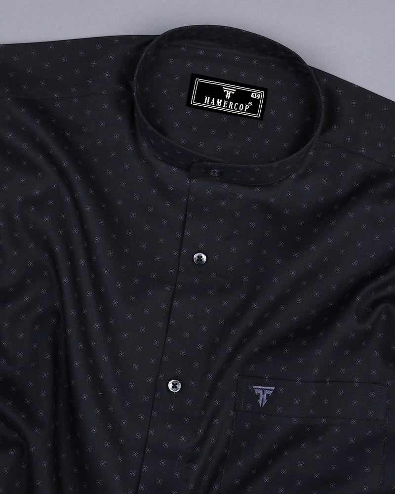 Cornel Black With Gray Twill Printed Cotton Shirt