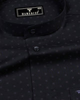 Cornel Black With Gray Twill Printed Cotton Shirt