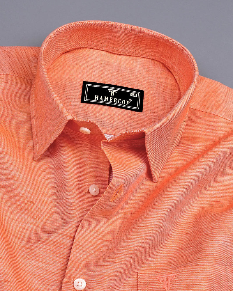Desert Orange Linen Cotton Solid Shirt