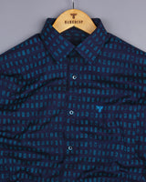 Berry Blue With SkyBlue Printed Cotton Shirt