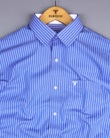 Phlox Blue With White Stripe Formal Cotton Designer Shirt