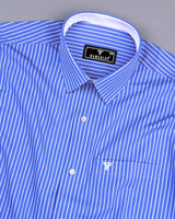 Phlox Blue With White Stripe Formal Cotton Designer Shirt