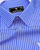 Phlox Blue With White Stripe Formal Cotton Designer Shirt