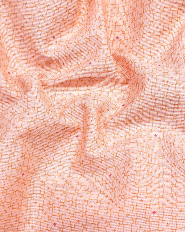 Yam Orange Vector Pattern Dobby Cotton Shirt