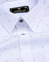 Begonia White With Gray Printed Cotton Formal Shirt