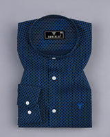 Leo NavyBlue With Skyblue Poplin Printed Cotton Shirt