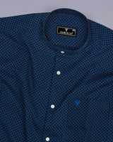 Leo NavyBlue With Skyblue Poplin Printed Cotton Shirt